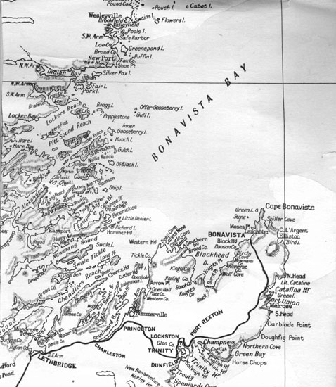 Early Map of the Bonavista Bay area