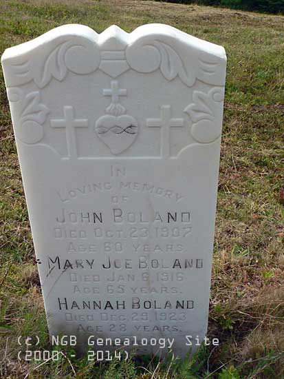 John. Mary and Hannah Boland