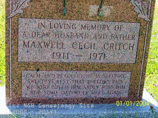 MAXWELL CECIL CRITCH