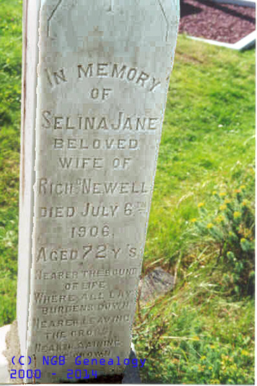 Selina Jane Newell headstone Photo