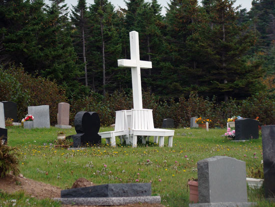 View of Cross in Center of Cemetery