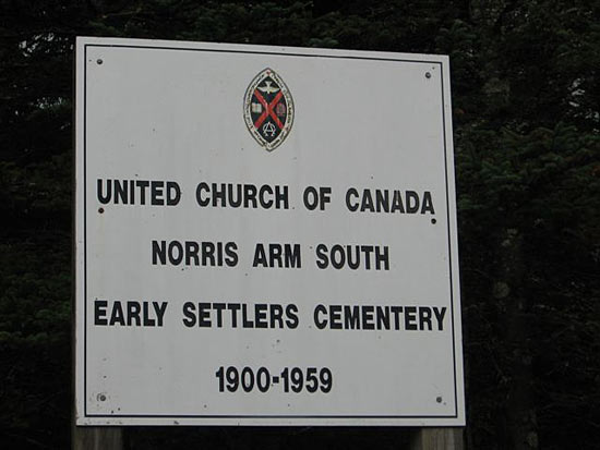 Norris Arm Early Settlers UC Cemetery Sign