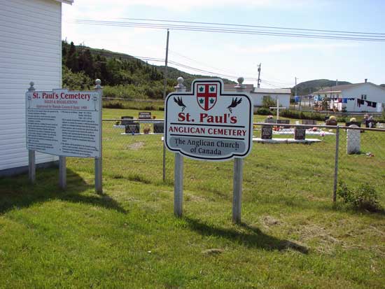 St. Paul's Anglican Cemetery Sign