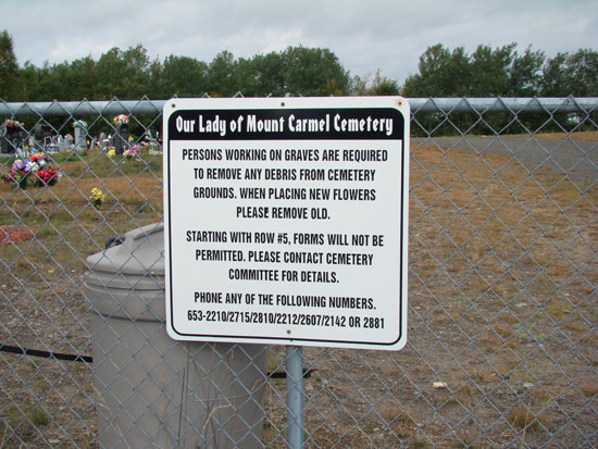 View of Cemetery Sign