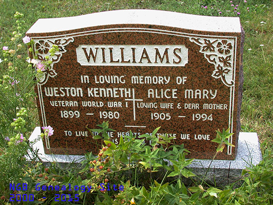 Weston Kenneth & Alice Mary Williams