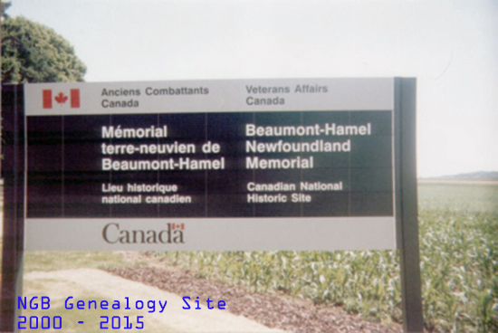 Entrance to Beaumont Hamel Memorial Park